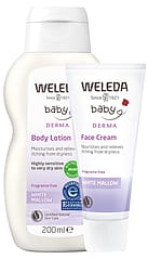 Sensitive Baby Care Set with white Mallow Body lotion and Face Cream.