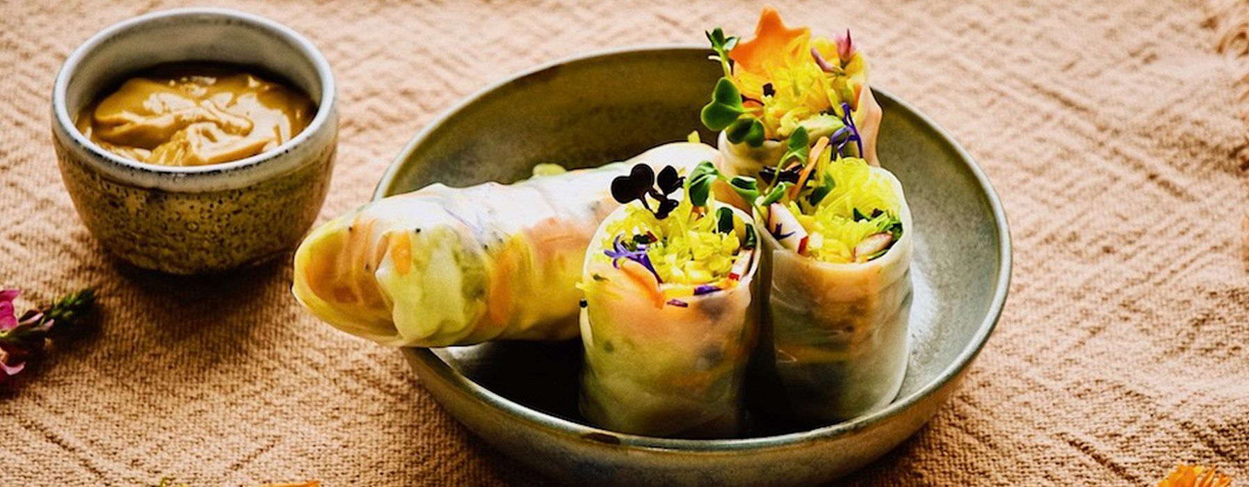 Gefuellte Sommerrollen mit Dip
