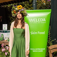 Image of model in a flower crown at RHS Chelsea Flower Show