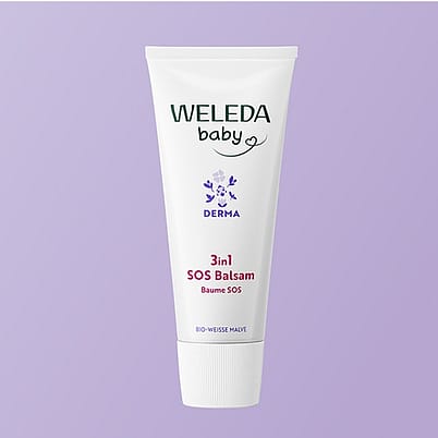 Anwendung Balsam auf Baby Gesicht