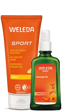 Rest and Recover Aching Muscles Arnica Set - Arnica Sport Shower Gel and Arnica Massage Oil.