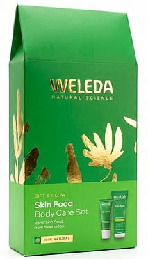 Gift & Glow Skin Food Body Care Set by Weleda – natural skincare gift pack with Skin Food moisturiser and shower cream for deep hydration and radiant, healthy skin.