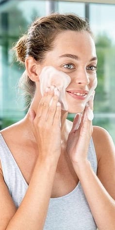 gentle cleansing foam on skin