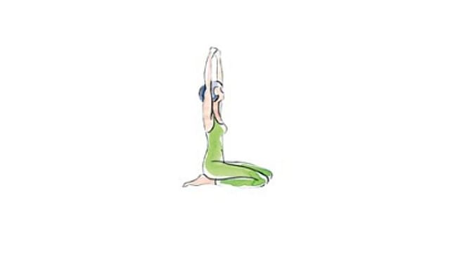 Illustration einer Frau die auf ihren Fersen sitzt