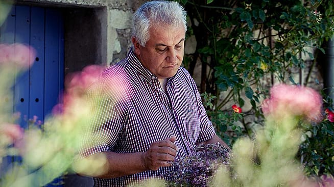 gardner looking at flowers
