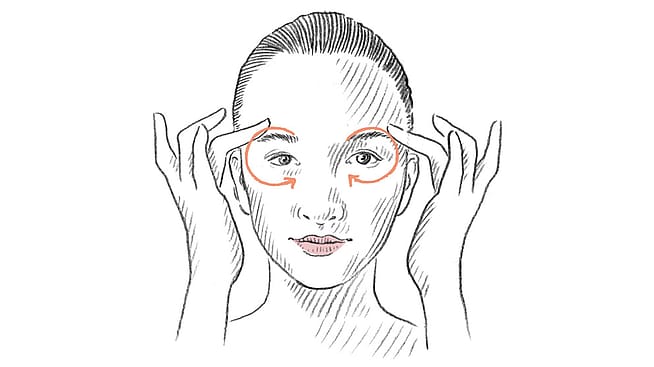 Illustration eine Fingerspitze bei den Augen