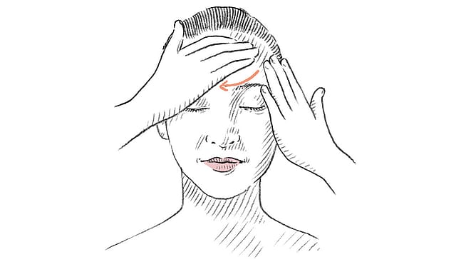 Illustration Hand auf der Stirn und auf der Seite