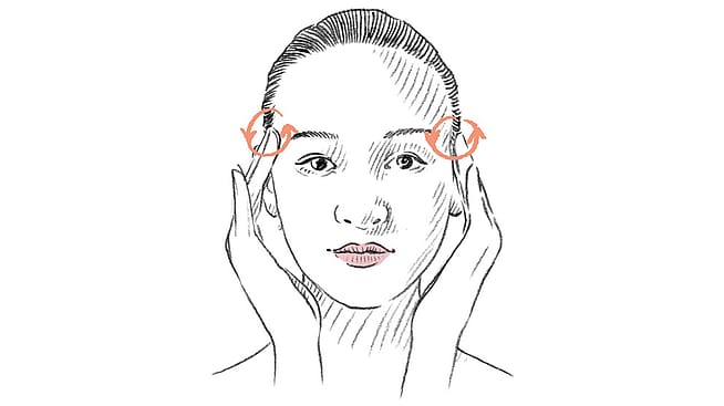 Illustration Fingerspitzejn an den Schläfen