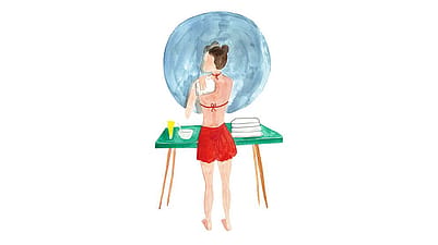 Disegno di donna che sta applicando rimedi casalinghi