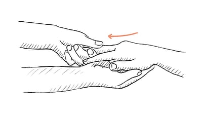 finger werden in die länge gezogen bei handmassage