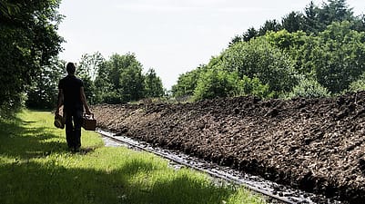 Garten mit Komposthaufen