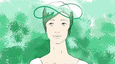 Illustration einer Frau mit dem Zeichen der Unendlichkeit