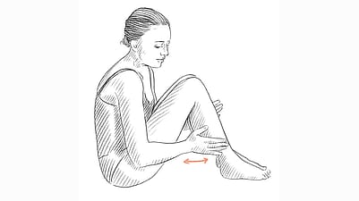 Illustration Frau schüttelt die Wade.