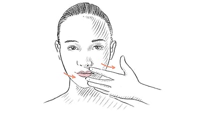 Illustration eine Hand an der Backe