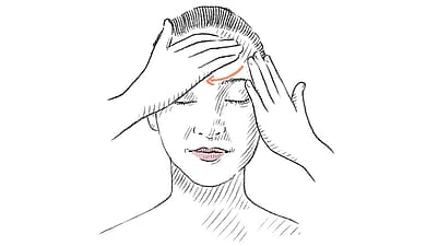 Illustration Hand auf der Stirn und auf der Seite