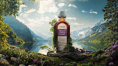 Weleda Hustenelixier inmitten von Kraeutern