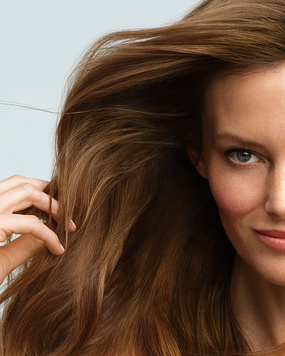 Frau mit langen und voluminösen Haaren