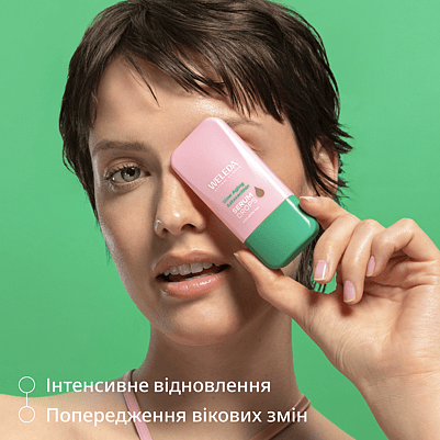 Model holds product