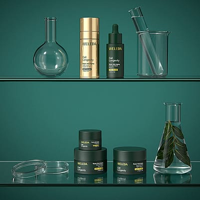 Seit 2025 neu in Parfümerien und im selektiven Handel: WELEDA Cell Longevity mit drei Linien.