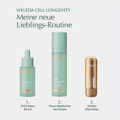 Meine Routine: 1. Super Serum, 2. Power Moisturizer Gel Cream, 3. Perfect Glow Drops