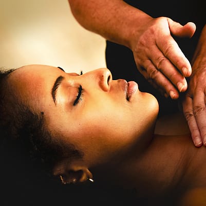 Woman receiving facial