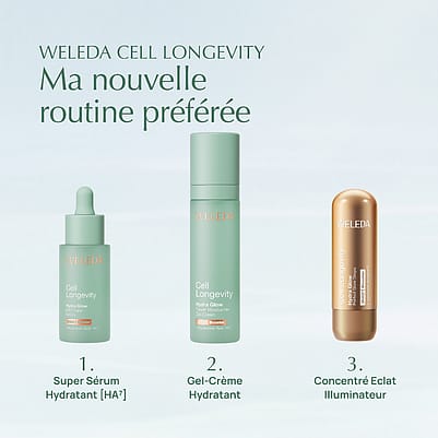 Ma Routine: 1. Super Serum, 2. Power Moisturizer Gel Cream, 3. Perfect Glow Drops