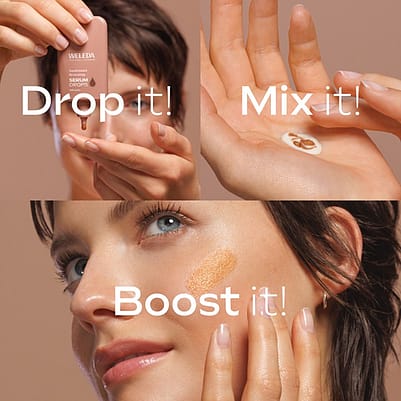 kvinna håller i Sunkissed Serum Drops