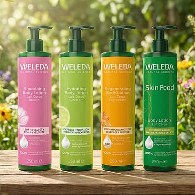 weleda bodylotions på rad