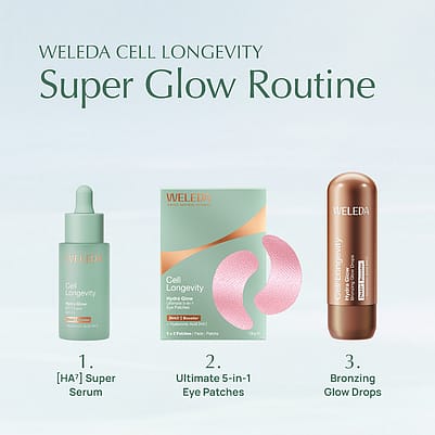 Meine Routine: 1. Super Serum, 2. 5-in1 Eye Patches, 3. Perfect Glow Drops