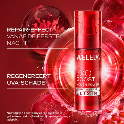 De Exo Boost Night Repair Elixir van WELEDA met 5 zichtbare resultaten na één nacht