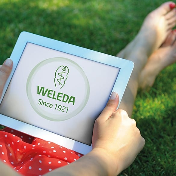 Oud weleda logo op ipad