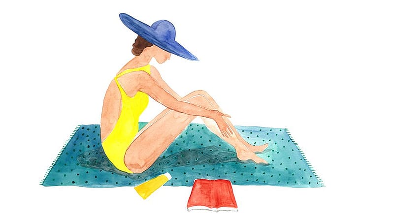 Disegno di donna che applica la crema