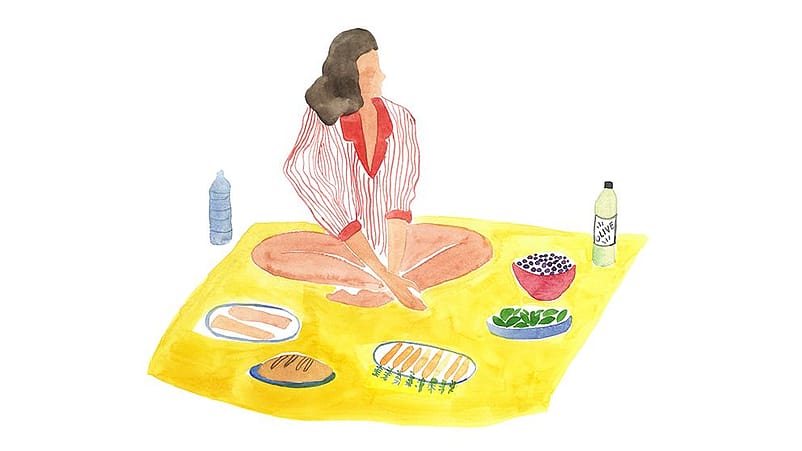 Disegno di donna a tavola