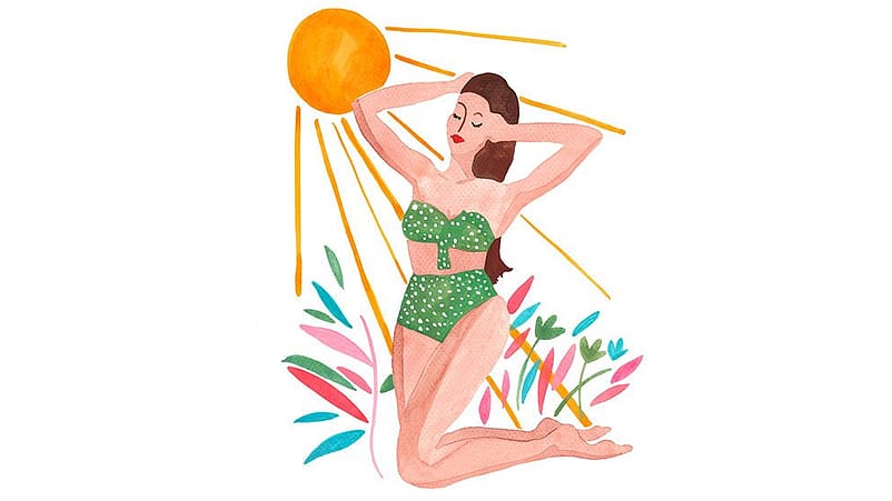 Disegno di donna al mare con costume