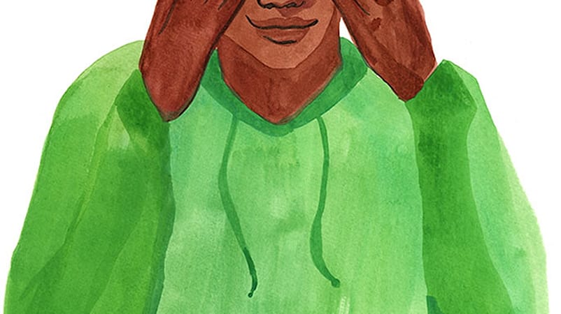 Disegno di uomo che chiude gli occhi e li copre