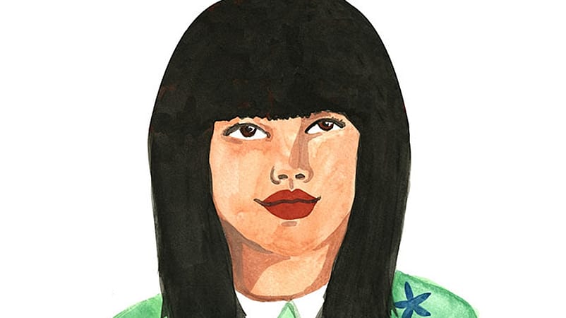 Disegno di donna che svolge gli esercizi degli occhi