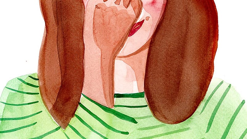 Disegno di donna che fa un massaggio toccandosi la fronte