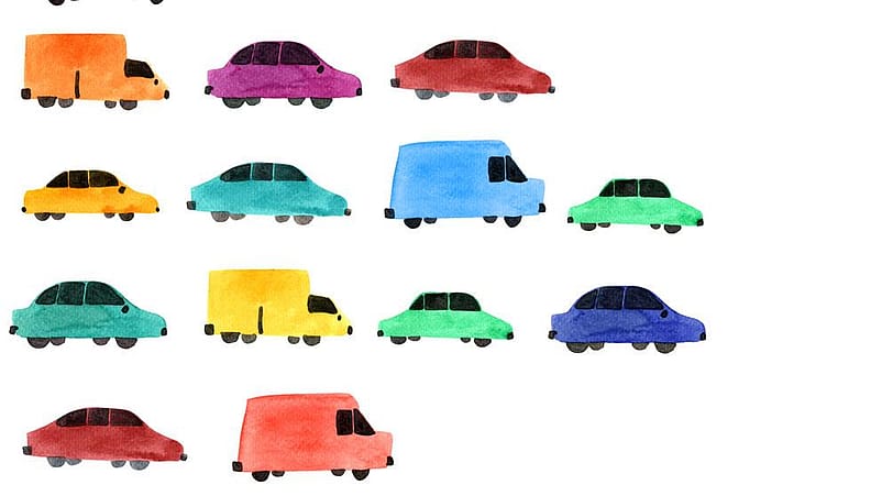 disegno di macchine bloccate nel traffico