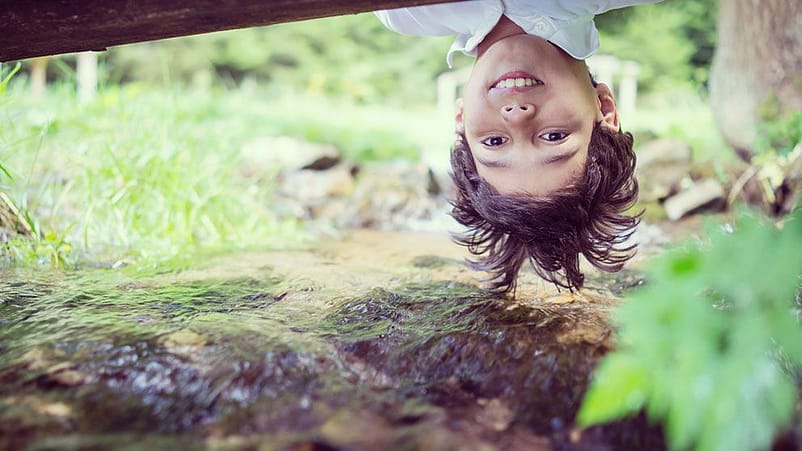 niño jugando en el campo