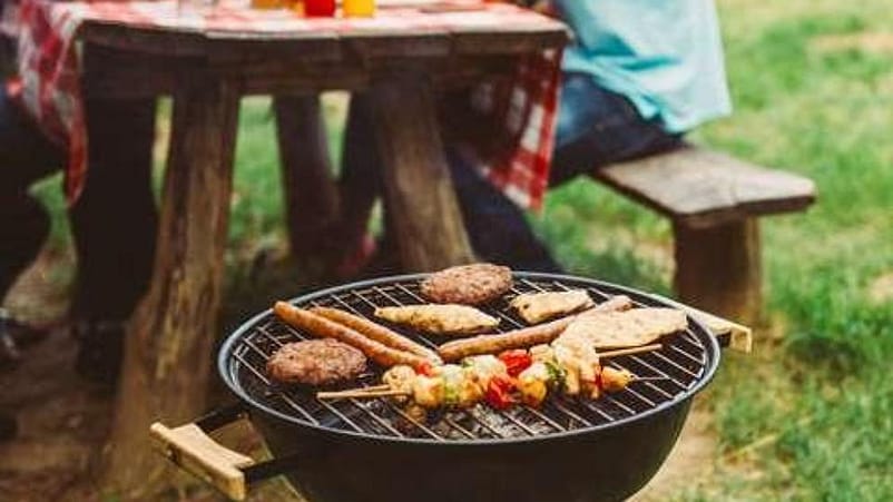 barbecue dans un jardin