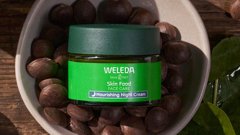 crema de noche de skin food sobre un plato con ingredientes como el sacha inchi