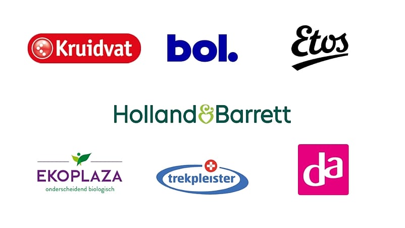 Logo's van retailers waar Skin Food verkocht wordt