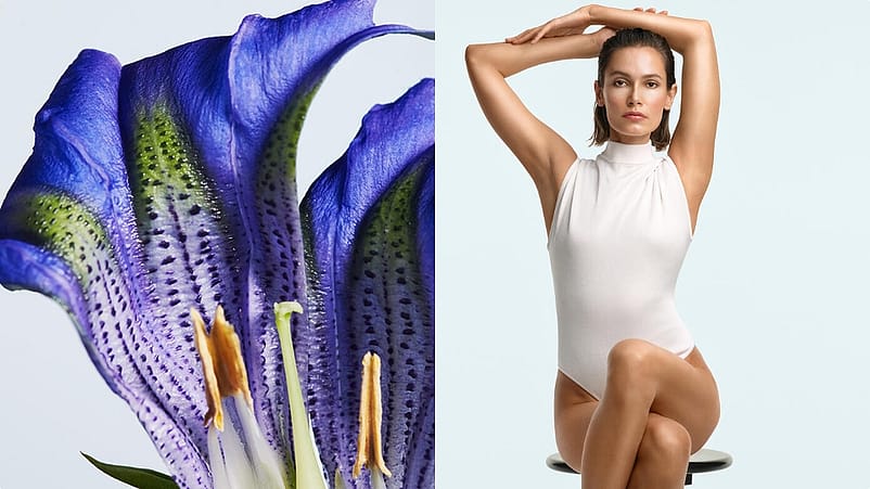 Frau mit blauem Enzian