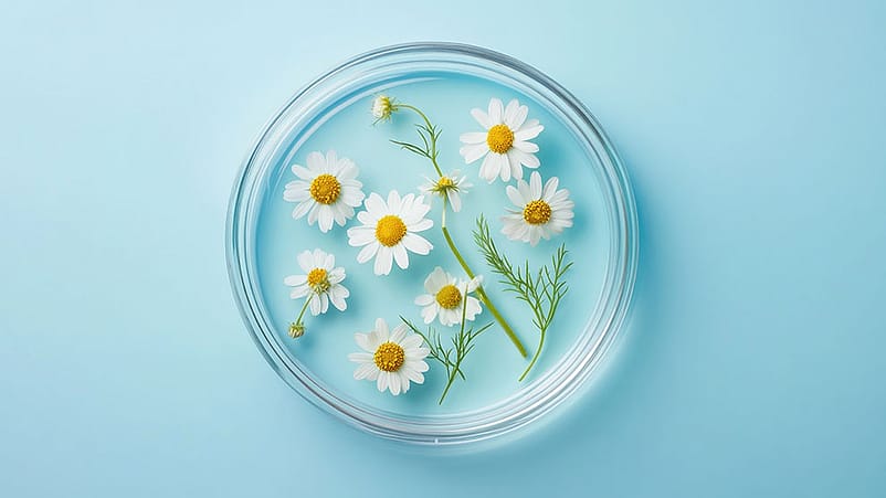Kamillenblüte in Petrischale