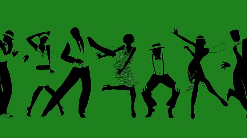 Illustration de femmes et d'hommes dansant le Charleston