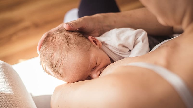 Le bébé tète au sein