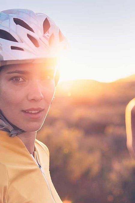 Girl wearing helmet