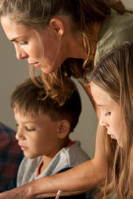 mother with three kids into something.