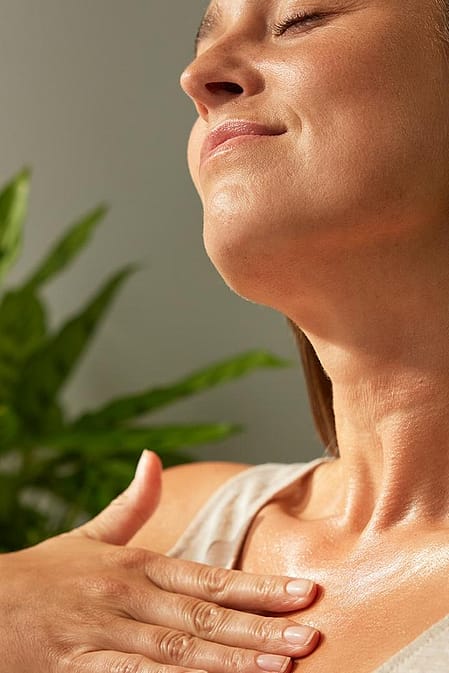 woman smiling relaxed