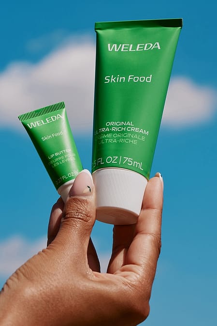 skin food original and lip balm blue sky